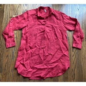 Embellish Womens 100% Linen Oversized Dress Tunic Size Medium Red